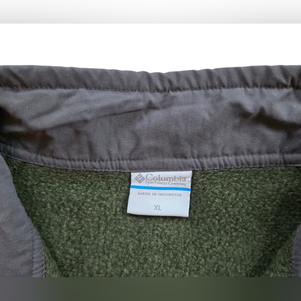 Columbia XL Dark Green Quarter Zip Heavy Fleece Pullover Sweater Extra Large - Picture 2 of 7